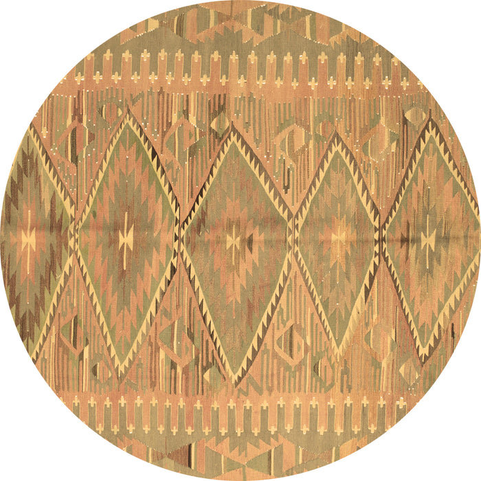 Round Southwestern Brown Country Rug, con823brn
