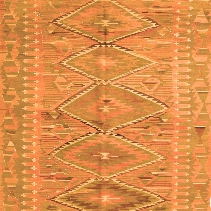 Round Machine Washable Southwestern Orange Country Area Rugs, wshcon823org