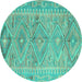 Round Southwestern Turquoise Country Rug, con823turq