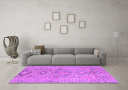 Machine Washable Southwestern Purple Country Area Rugs in a Living Room, wshcon823pur