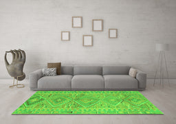 Machine Washable Southwestern Green Country Area Rugs in a Living Room,, wshcon823grn
