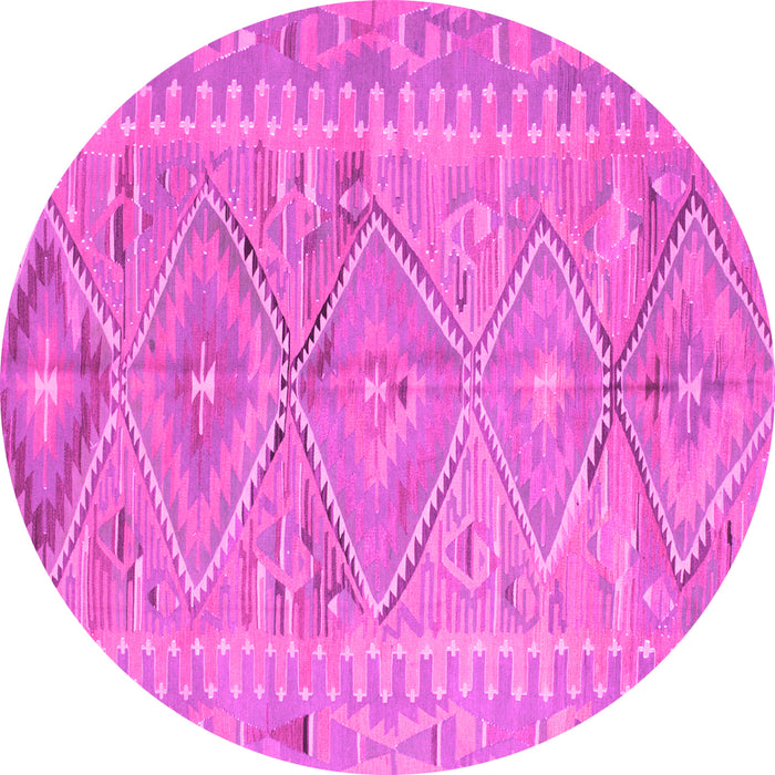 Round Southwestern Pink Country Rug, con823pnk