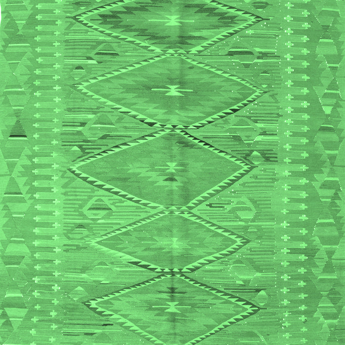 Square Southwestern Emerald Green Country Rug, con823emgrn