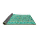 Sideview of Southwestern Turquoise Country Rug, con823turq