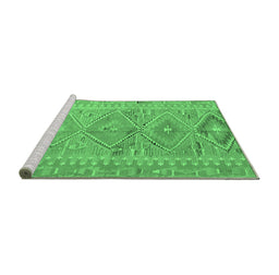 Sideview of Machine Washable Southwestern Emerald Green Country Area Rugs, wshcon823emgrn