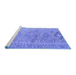 Sideview of Machine Washable Southwestern Blue Country Rug, wshcon823blu