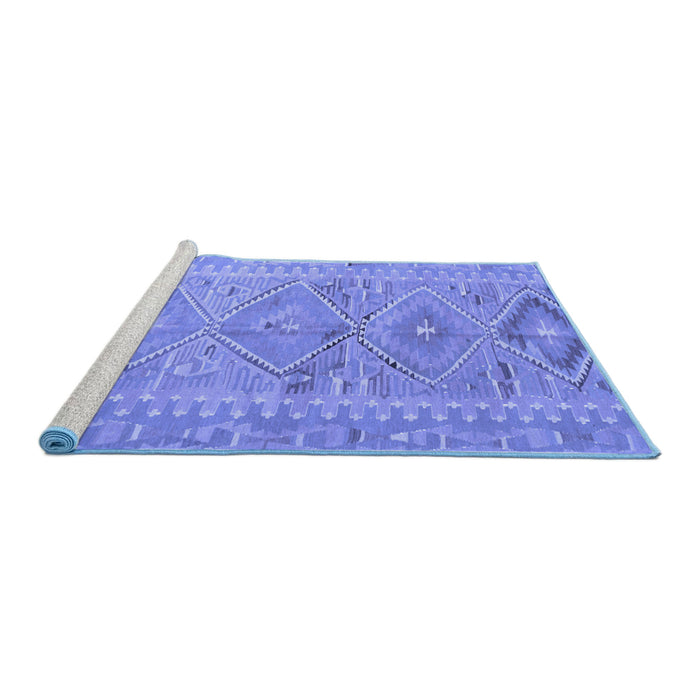 Sideview of Machine Washable Southwestern Blue Country Rug, wshcon823blu