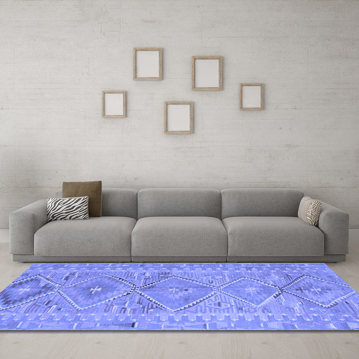 Machine Washable Southwestern Blue Country Rug in a Living Room, wshcon823blu