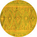 Round Southwestern Yellow Country Rug, con823yw