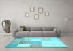 Machine Washable Checkered Light Blue Modern Rug in a Living Room, wshcon824lblu