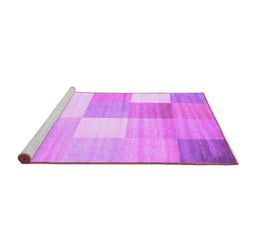 Sideview of Machine Washable Checkered Purple Modern Area Rugs, wshcon824pur