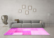 Machine Washable Checkered Pink Modern Rug in a Living Room, wshcon824pnk