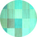 Round Checkered Turquoise Modern Rug, con824turq