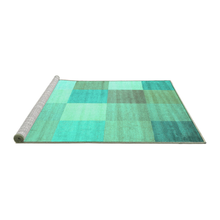 Sideview of Machine Washable Checkered Turquoise Modern Area Rugs, wshcon824turq