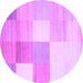 Round Checkered Purple Modern Rug, con824pur