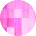 Round Checkered Pink Modern Rug, con824pnk