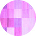 Round Machine Washable Checkered Purple Modern Area Rugs, wshcon824pur