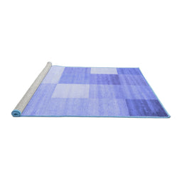 Sideview of Machine Washable Checkered Blue Modern Rug, wshcon824blu