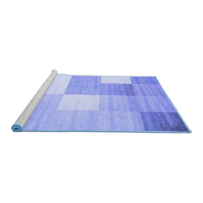 Sideview of Machine Washable Checkered Blue Modern Rug, wshcon824blu