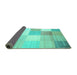 Sideview of Checkered Turquoise Modern Rug, con824turq