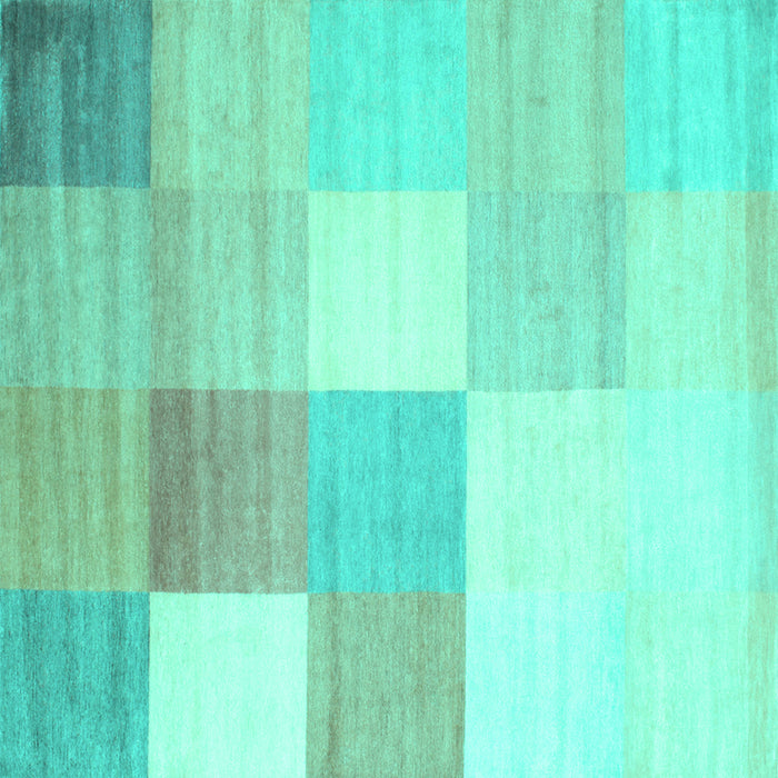 Square Checkered Turquoise Modern Rug, con824turq