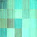 Square Checkered Turquoise Modern Rug, con824turq