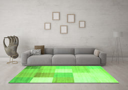 Machine Washable Checkered Green Modern Area Rugs in a Living Room,, wshcon824grn