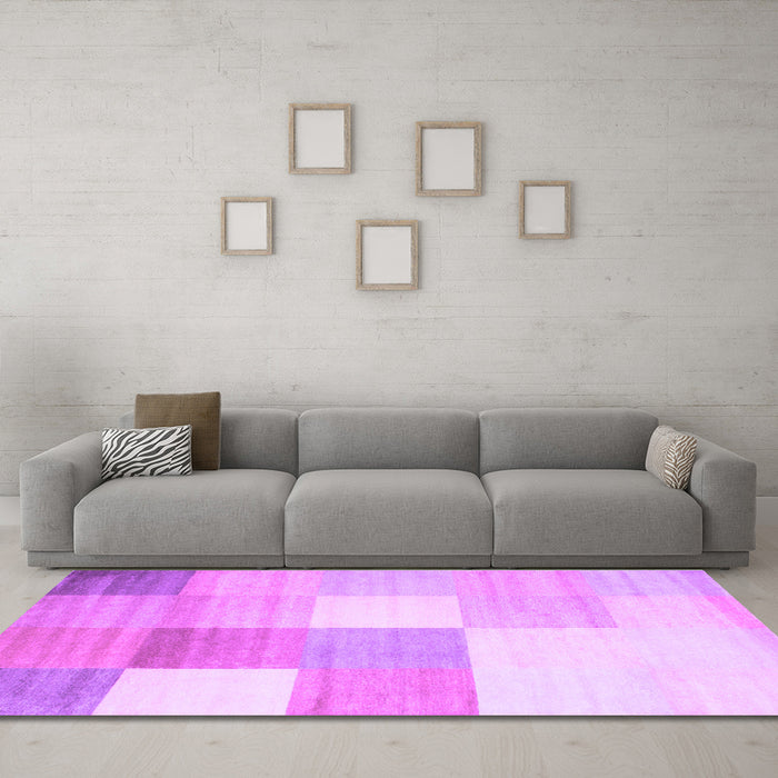 Machine Washable Checkered Purple Modern Area Rugs in a Living Room, wshcon824pur