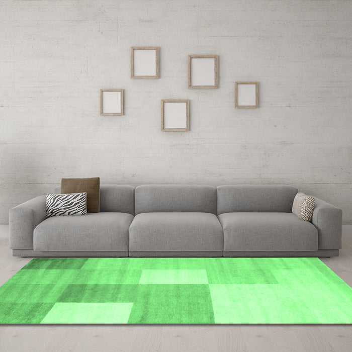 Machine Washable Checkered Emerald Green Modern Area Rugs in a Living Room,, wshcon824emgrn