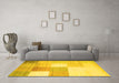 Machine Washable Checkered Yellow Modern Rug in a Living Room, wshcon824yw