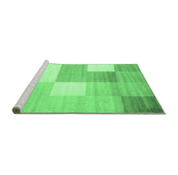 Sideview of Machine Washable Checkered Emerald Green Modern Area Rugs, wshcon824emgrn