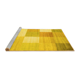 Sideview of Machine Washable Checkered Yellow Modern Rug, wshcon824yw