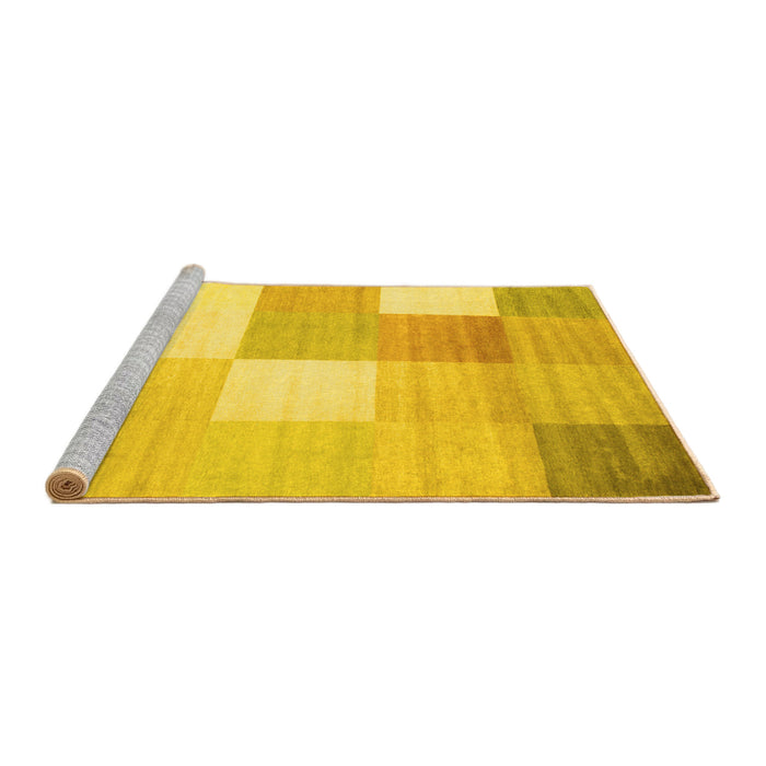 Sideview of Machine Washable Checkered Yellow Modern Rug, wshcon824yw