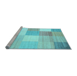 Sideview of Machine Washable Checkered Light Blue Modern Rug, wshcon824lblu