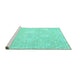 Sideview of Machine Washable Abstract Turquoise Contemporary Area Rugs, wshcon825turq