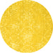 Round Abstract Yellow Contemporary Rug, con825yw