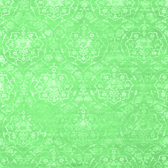 Square Machine Washable Abstract Emerald Green Contemporary Area Rugs, wshcon825emgrn