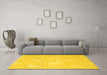 Machine Washable Abstract Yellow Contemporary Rug in a Living Room, wshcon825yw