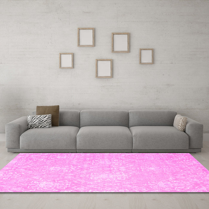 Machine Washable Abstract Pink Contemporary Rug in a Living Room, wshcon825pnk