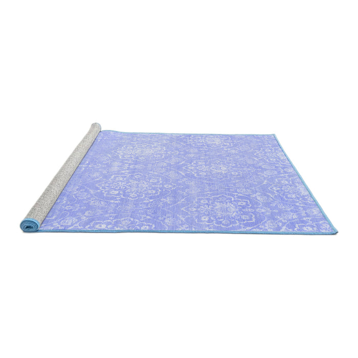 Sideview of Machine Washable Abstract Blue Contemporary Rug, wshcon825blu