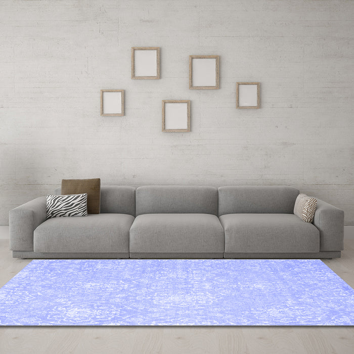 Machine Washable Abstract Blue Contemporary Rug in a Living Room, wshcon825blu