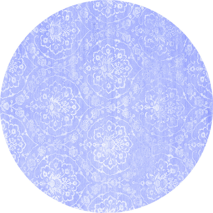 Round Machine Washable Abstract Blue Contemporary Rug, wshcon825blu