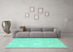Machine Washable Abstract Turquoise Contemporary Area Rugs in a Living Room,, wshcon825turq