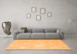 Machine Washable Abstract Orange Contemporary Area Rugs in a Living Room, wshcon825org