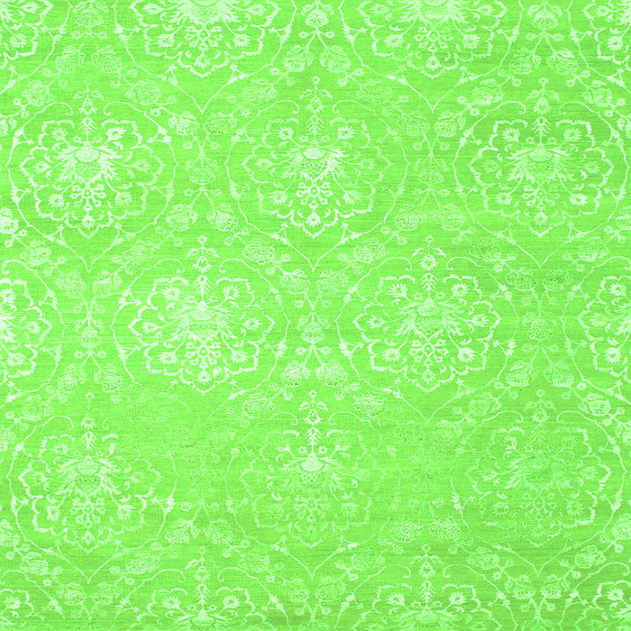 Round Machine Washable Abstract Green Contemporary Area Rugs, wshcon825grn