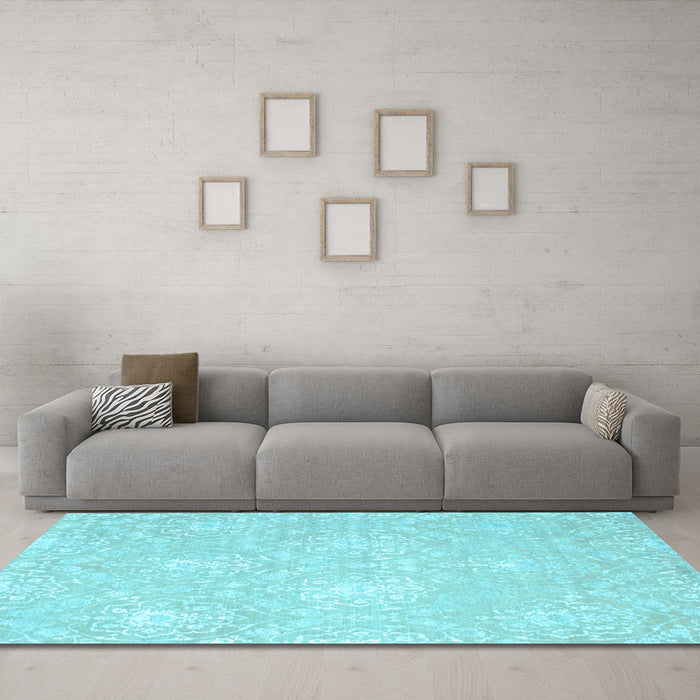 Machine Washable Abstract Light Blue Contemporary Rug in a Living Room, wshcon825lblu