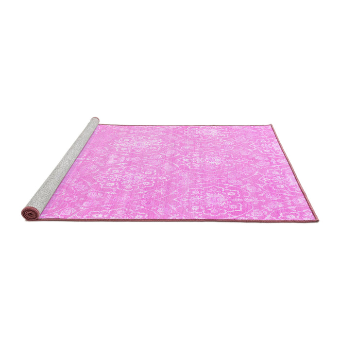 Sideview of Machine Washable Abstract Pink Contemporary Rug, wshcon825pnk