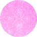 Round Machine Washable Abstract Pink Contemporary Rug, wshcon825pnk