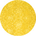 Round Machine Washable Abstract Yellow Contemporary Rug, wshcon825yw