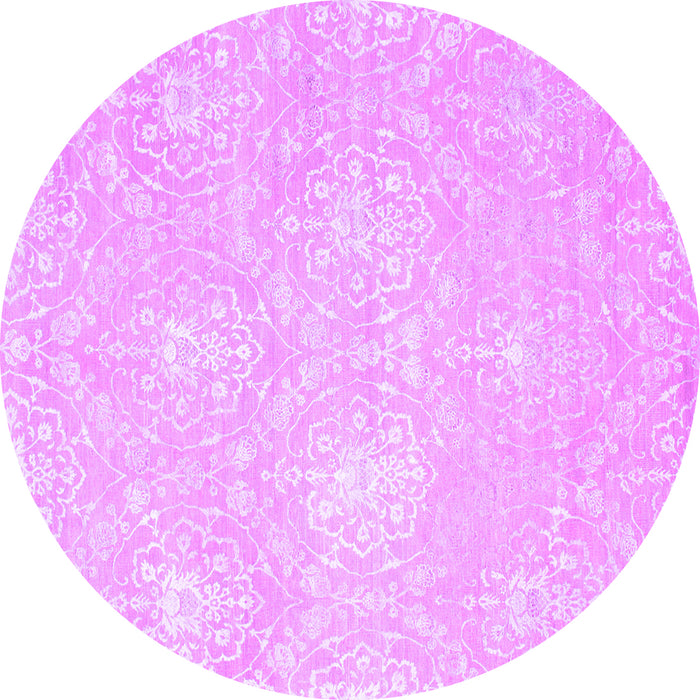 Round Abstract Purple Contemporary Rug, con825pur